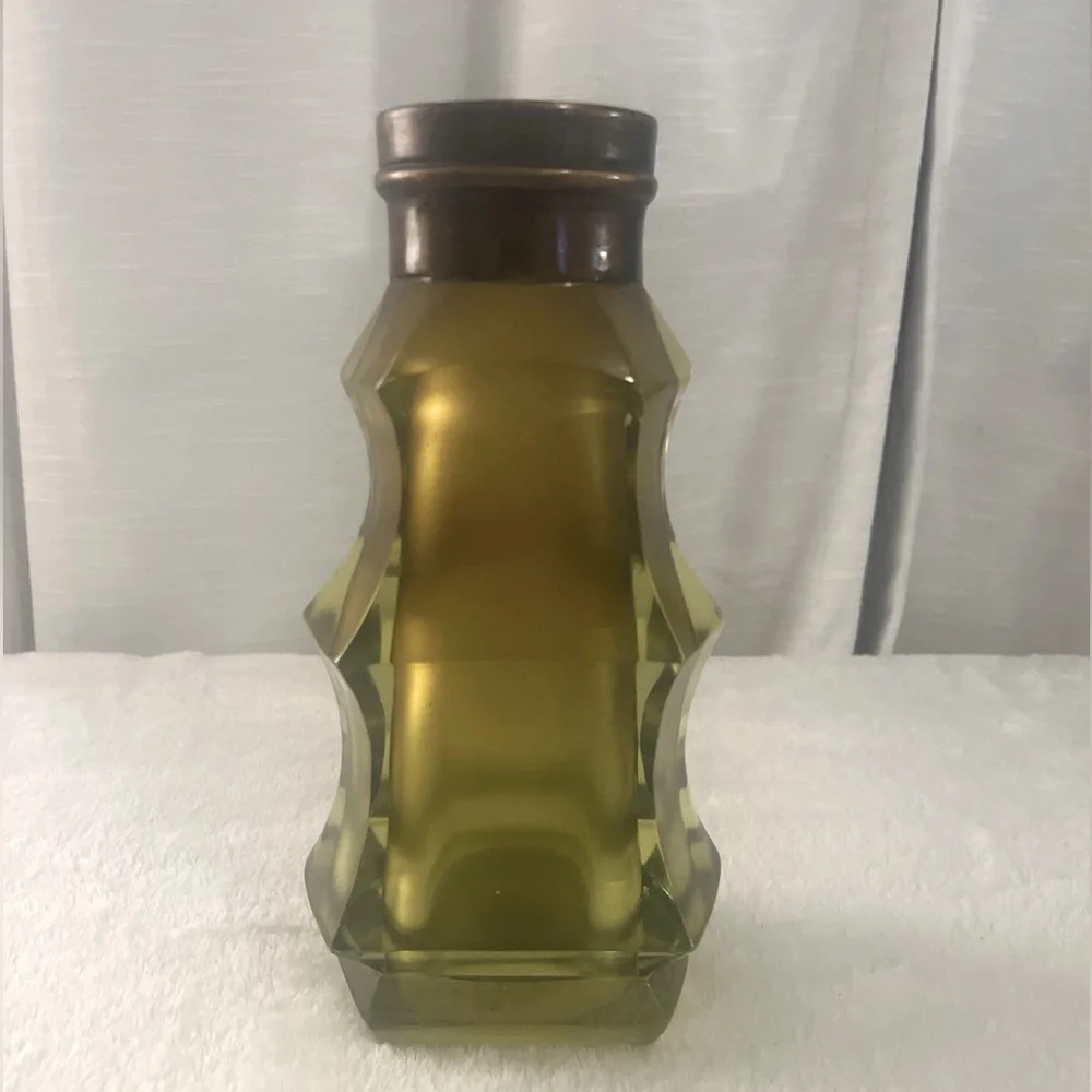 Vintage MCM Large 9” Green Amber Lucite‎ canister container Bottle Vase